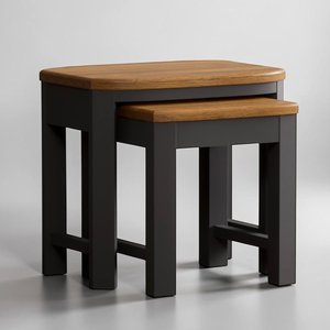View Bradwell oak and charcoal painted nest of tables View Bradwell oak and charcoal painted nest of tables