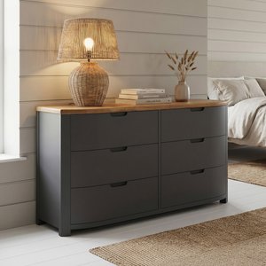 View Bradwell oak and charcoal painted wide chest of drawers