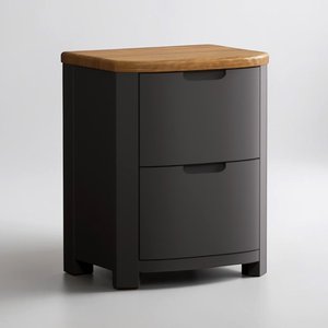 View Bradwell oak and charcoal painted 2 drawer bedside chest View Bradwell oak and charcoal painted 2 drawer bedside chest