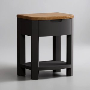 View Bradwell oak and charcoal painted 1 drawer bedside chest View Bradwell oak and charcoal painted 1 drawer bedside chest