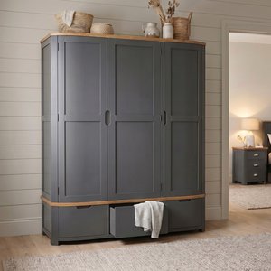 View Bradwell oak and charcoal painted triple wardrobe