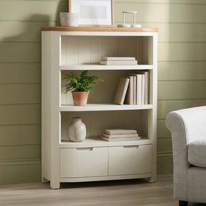View Bradwell oak and signal white painted small bookcase View Bradwell oak and signal white painted small bookcase