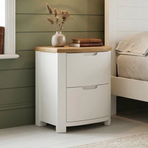 View Bradwell oak and signal white painted 2 drawer bedside chest