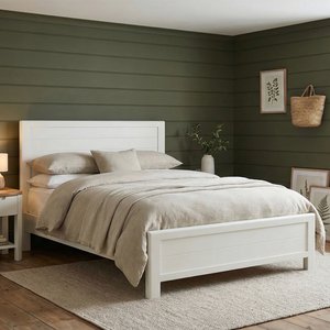 View Bradwell oak and signal white painted super king size bed