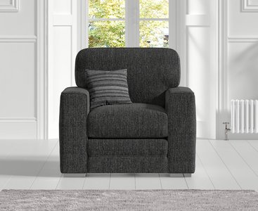 View Madden charcoal grey fabric armchair View Madden charcoal grey fabric armchair