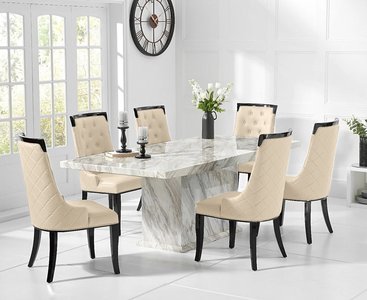 View Marino 180cm marble dining table with 6 cream francesca chairs View Marino 180cm marble dining table with 6 cream francesca chairs
