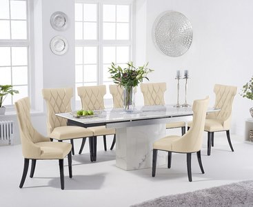 View Extending savona 160cm white ceramic dining table with 10 cream sophia chairs View Extending savona 160cm white ceramic dining table with 10 cream sophia chairs