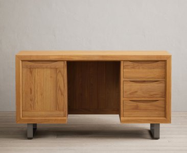 View Parker solid oak computer desk View Parker solid oak computer desk