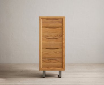 View Parker solid oak 5 drawer tallboy chest View Parker solid oak 5 drawer tallboy chest