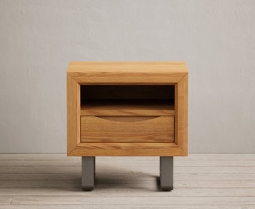 View Parker solid oak bedside table View Parker solid oak bedside table