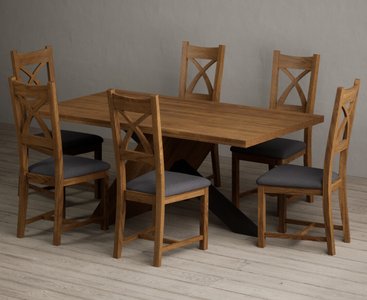 View Michigan 180cm black leg industrial dining table with 6 charcoal grey rustic solid oak chairs View Michigan 180cm black leg industrial dining table with 6 charcoal grey rustic solid oak chairs