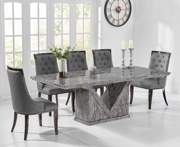 View Milan 180cm grey marble dining table with 6 grey francesca chairs View Milan 180cm grey marble dining table with 6 grey francesca chairs