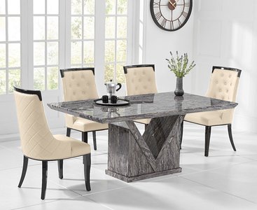View Milan 160cm grey marble dining table with 4 grey francesca chairs View Milan 160cm grey marble dining table with 4 grey francesca chairs