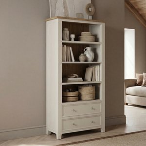 View Weymouth oak and soft white painted tall bookcase
