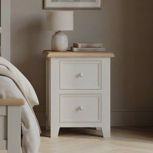 View Weymouth oak and soft white painted 2 drawer bedside chest View Weymouth oak and soft white painted 2 drawer bedside chest
