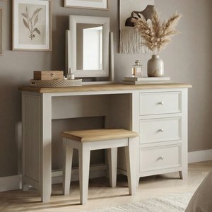 View Weymouth oak and soft white painted dressing table set View Weymouth oak and soft white painted dressing table set