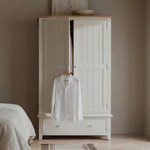 View Weymouth oak and soft white painted double wardrobe