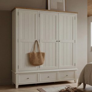 View Weymouth oak and soft white painted triple wardrobe