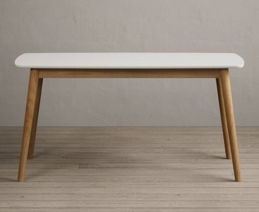 View Nordic 150cm solid oak and signal white painted dining table View Nordic 150cm solid oak and signal white painted dining table