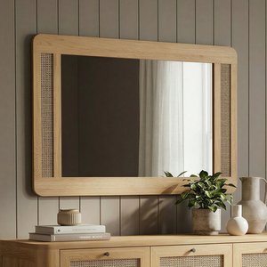 View Oak rattan wall mirror View Oak rattan wall mirror
