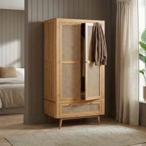 View Oak rattan double wardrobe View Oak rattan double wardrobe