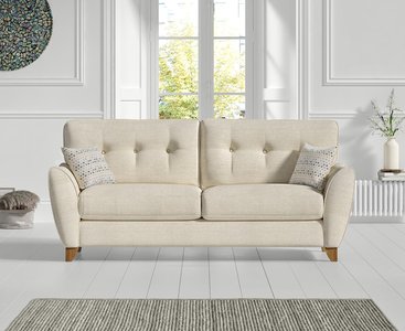 View Florin cream fabric three seater sofa View Florin cream fabric three seater sofa