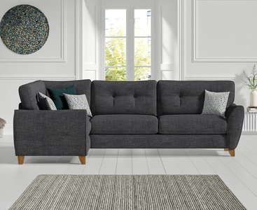 View Florin charcoal grey fabric left hand facing corner sofa View Florin charcoal grey fabric left hand facing corner sofa