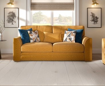 View Jasper ochre chenille fabric 3 seater sofa View Jasper ochre chenille fabric 3 seater sofa