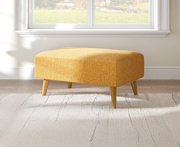 View Jasper ochre chenille fabric footstool View Jasper ochre chenille fabric footstool