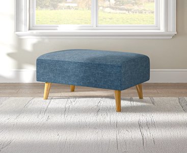 View Jasper indigo chenille fabric footstool View Jasper indigo chenille fabric footstool