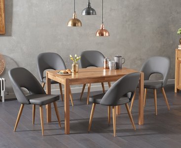 View York 120cm solid oak dining table with 6 grey hudson chairs View York 120cm solid oak dining table with 6 grey hudson chairs