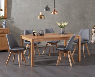 View York 150cm solid oak dining table with 8 light grey orson chairs View York 150cm solid oak dining table with 8 light grey orson chairs