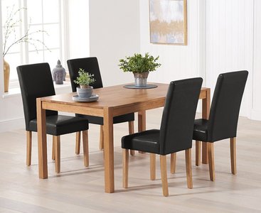 View York 120cm solid oak dining table with 6 black olivia chairs View York 120cm solid oak dining table with 6 black olivia chairs