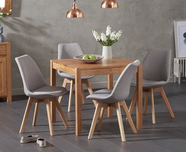 View York 80cm solid oak dining table with 2 light grey orson chairs View York 80cm solid oak dining table with 2 light grey orson chairs