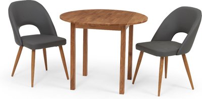 View Extending york 90cm solid oak drop leaf dining table with 2 grey hudson chairs View Extending york 90cm solid oak drop leaf dining table with 2 grey hudson chairs