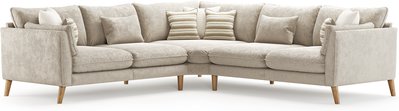 View Palermo cream chenille fabric corner sofa