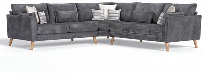 View Palermo graphite chenille fabric corner sofa