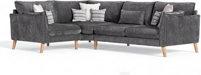 View Palermo graphite chenille fabric left hand facing corner sofa