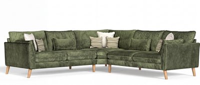 View Palermo olive green chenille fabric corner sofa