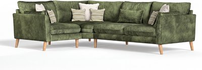 View Palermo olive green chenille fabric left hand facing corner sofa