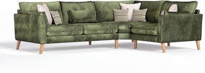 View Palermo olive green chenille fabric right hand facing corner sofa