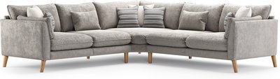 View Palermo silver chenille fabric corner sofa
