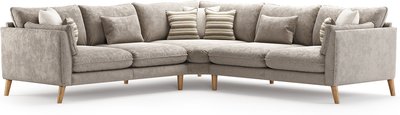 View Palermo truffle chenille fabric corner sofa