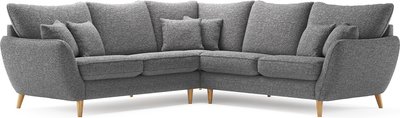 View Palma charcoal chenille fabric corner sofa