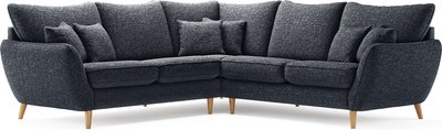 View Palma navy chenille fabric corner sofa