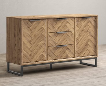 View Herringbone solid oak large sideboard View Herringbone solid oak large sideboard