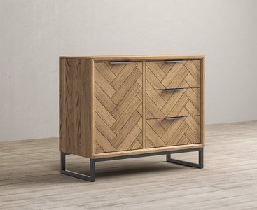View Herringbone solid oak small sideboard View Herringbone solid oak small sideboard