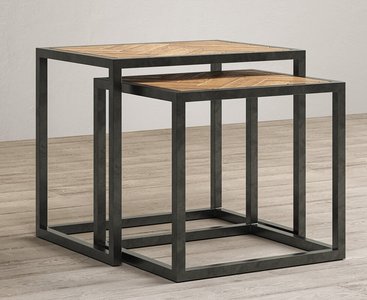 View Herringbone solid oak nest of tables View Herringbone solid oak nest of tables