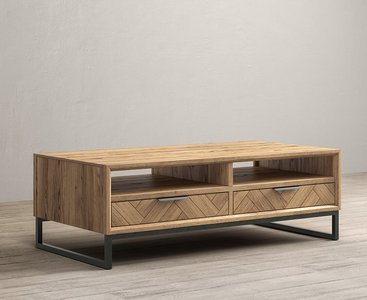 View Herringbone solid oak 4 drawer coffee table View Herringbone solid oak 4 drawer coffee table