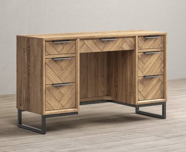View Herringbone solid oak computer desk View Herringbone solid oak computer desk